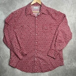 Wrangler Wrancher Western Shirt Mens Size XL Pearl Snap Red Paisley Cowboy